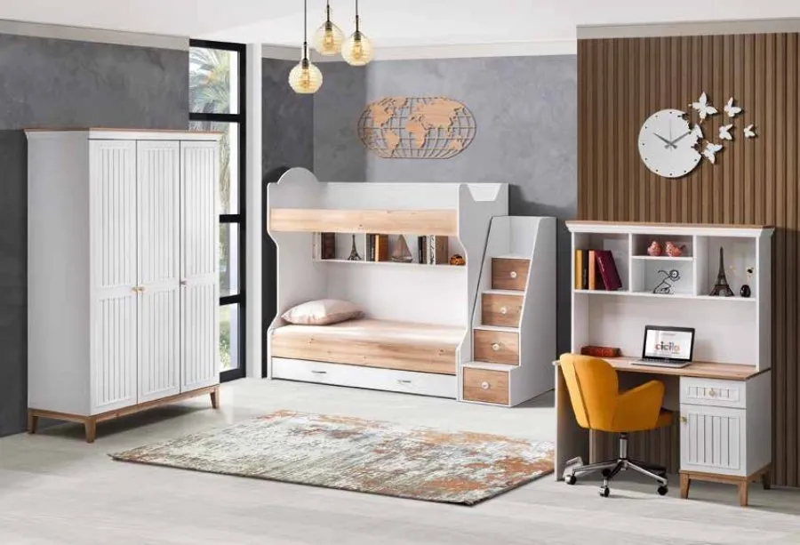 Tarz Ahşap Ranzalı Çocuk Odası